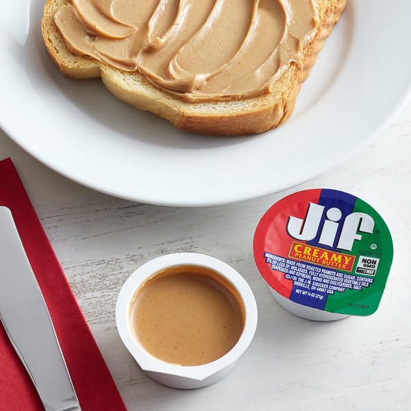 Peanut Butter to Go Cups, Natural & Creamy Snack Size (Pack of 18). Perfect Portion Control (Just ¾ Oz) 122 Calories per Single Cup. ATREVO Bundle + 18 Eco-Friendly Wooden Spoons. Back to School Snacks.