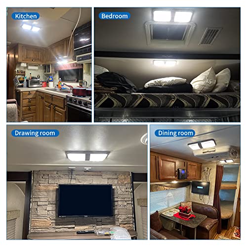 RVZONE RV Lights Interior Natural White 12V RV LED Ceiling Double Dome Light Fixture 1100 LM Frosted RV Interior Lighting Camper Lights for RV Bedroom, Living Room(4500K)