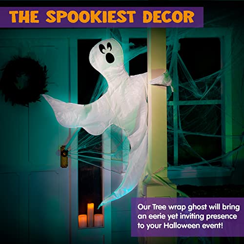 JOYIN 53” Halloween Bendable Tree Wrap Ghost Decoration for Halloween Outdoor, Lawn Decor, Tree, Pilar Decorations, Ghost Party Supplies