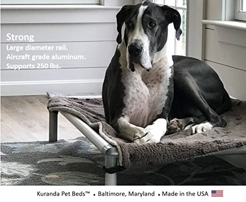 Kuranda Chewproof Bed - Silver Aluminum - 30" x 20" - Cordura Nylon - Burgundy