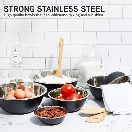 COOK WITH COLOR Stainless Steel Mixing Bowls - 6 Piece Stainless Steel Nesting Bowls Set includes 6 Prep Bowl and Mixing Bowls