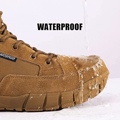 FREE SOLDIER Waterproof Hiking Work Boots Men's Tactical Boots 6 Inches Lightweight Military Boots Breathable Desert Boots (Brown,13)