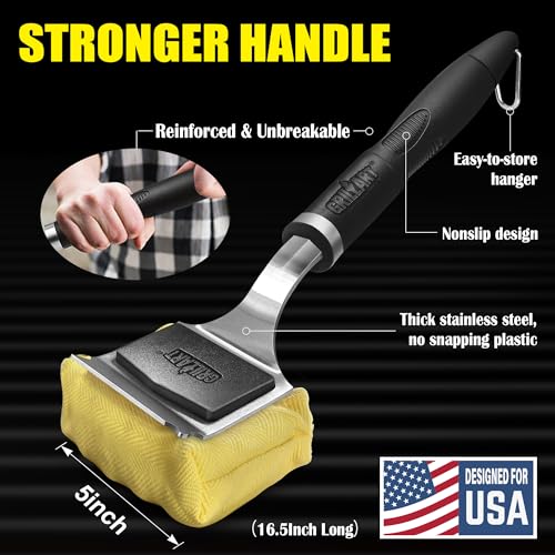 GRILLART Grill Brush Bristle Free, Replaceable BBQ Cleaning Head (No Handle), Safe Replacement Cleaning Pad for Cast Iron/Stainless-Steel Grates - Black