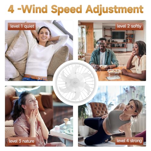 13 In Socket Fan Light with Remote & APP-2,500 lumens White Plug in Ceiling Fan, 4 Fan Speeds,3 Color Dimming, 3300K-6700K,E26/E27 Screw in Small Ceiling Fan for Bedroom, Kitchen and Living Room