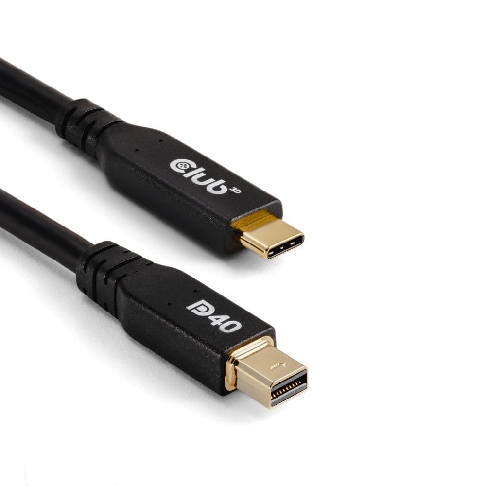 Club 3D CAC-1561 USB Type C Cable to Mini DP 2.1 Bi-Directional VESA DP40 Certified Cable M/M 2m/6.56ft