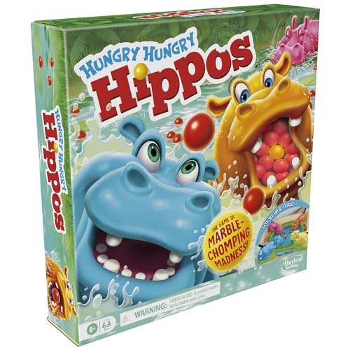 Hungry Hungry Hippos Game for Preschoolers | Instant Marble Relaunch, Easy Set-Up & Storage| Ages 4 and Up | 2 to 4 Players | Kids Games