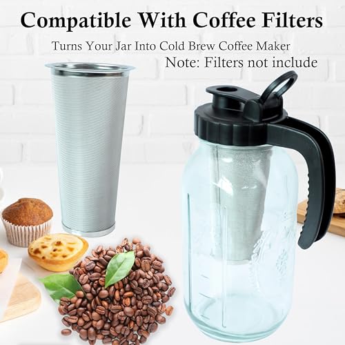 Mason Jars Pitcher 1 Quart Glass Breastmilk Pitcher With Pour Lid For Fridge 32 Oz Wide Mouth Water Jugs With Top Flip Cap & Pour Spout For Cold Brew Coffee,Sun Tea,Juice Airtight Storage & Leakproof