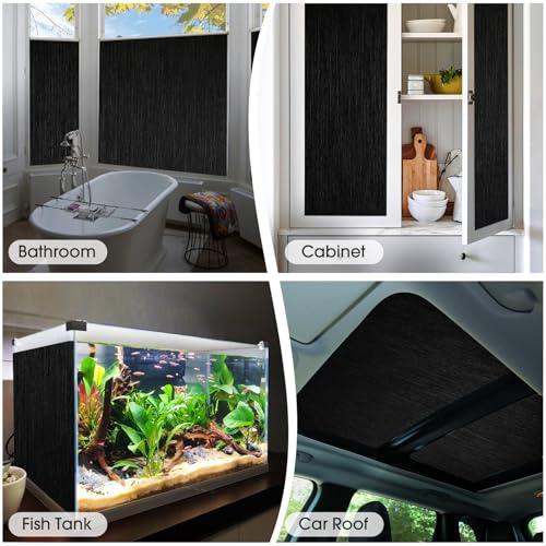 Coavas Blackout Window Privacy Film 100% Lighting Blocking Opaque Room Darkening Film Anti UV Static Cling Removable Frosted Black Out Window Tint Cover for Day Sleep Bathroom (45.2 x 314.9 Inches)