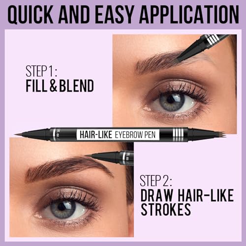 Microblading Eyebrow Pen - Eyebrow Pencil Magical 2-in-1 Dual-Ended Waterproof Eye Brow Pencils for Women with 4-Fork-Tip & Precise Brush-Tip for Natural Hair Like Strokes, Last All-Day, Light Brown