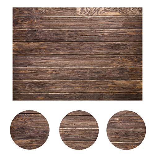 LYWYGG 5x3ft Thin Vinyl Brown Wood Backdrop Photographers Retro Wood Wall Background Cloth Seamless CP-19-0503