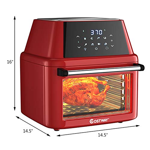 COSTWAY 8-in-1 Air Fryer Toaster Oven, Multifunctional Programmable 19QT Cooking Oven with 10 Accessories, Rotisserie, 8 Pre-set Recipe, LED Digital Touchscreen, Viewing Window, 1800W