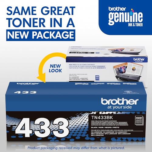 Brother Genuine TN433BK High Yield Toner-Retail Packaging , Black, 1 Size