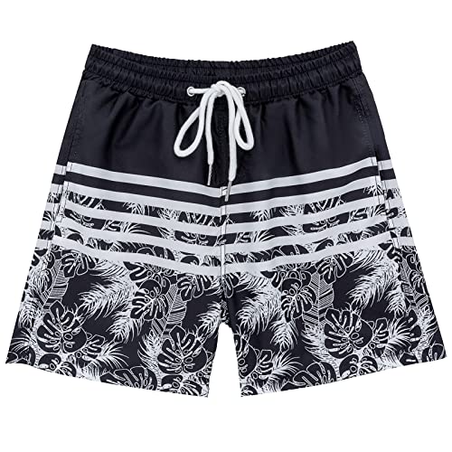 Boys Swim Trunks, Quick Dry Beach Swim Shorts Little Boys Bathing Suit Swimsuit with Mesh Lining, 3-14 Years