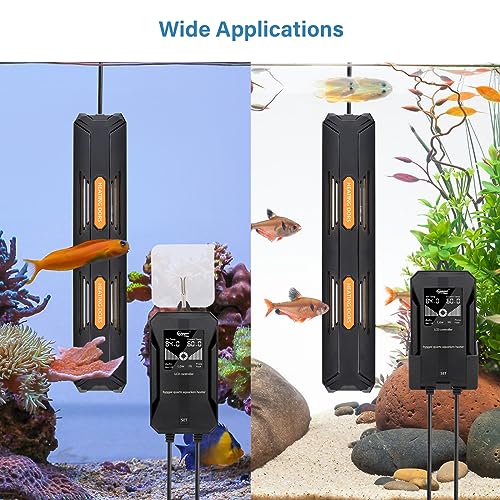 hygger Aquarium Heater, 100W/200W/300W/500W/800W Submersible Fish Tank Heater with Over-Temperature Protection and Automatic Power-Off Fish Heater with Digital Controller for Freshwater and Saltwater