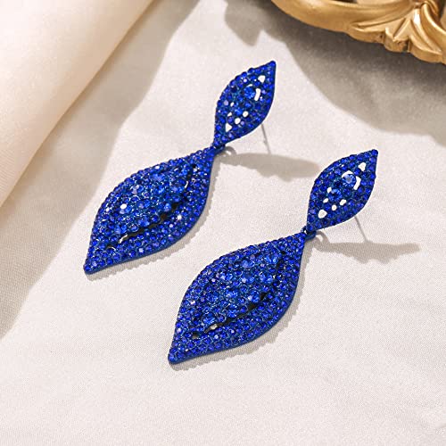 Flyonce Women's Rhinestone Crystal Wedding Bridal 2 Leaf Drop Dangle Chandelier Earrings Iridescent Clear AB