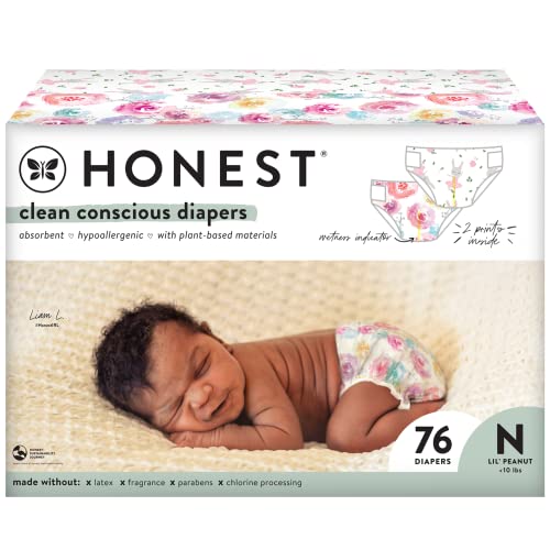 The Honest Company Clean Conscious Diapers | Plant-Based, Sustainable | So Delish + All The Letters | Super Club Box, Size 5 (27+ lbs), 84 Count