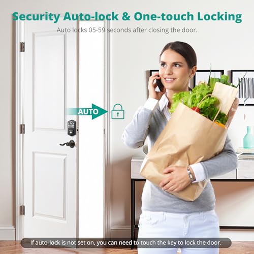 AkaGear Keyless Entry Door Lock - Smart Door Lock, Fingerprint Electronic Keypad Deadbolt Lock, Smart Lock for Front Door, Auto-Lock & One Touch Locking, Easy Installation - Matte Black