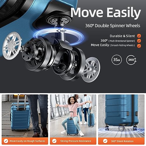 SHOWKOO Luggage Sets Expandable PC+ABS Durable Suitcase Sets Double Wheels TSA Lock White 3pcs