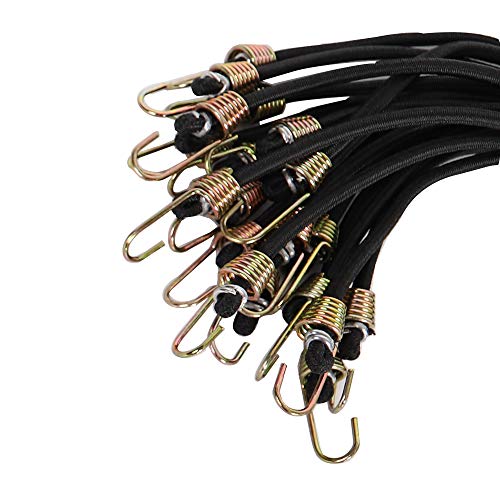 XSTRAP STANDARD 10-Inch Mini Bungee Cords 20 Pieces Rubber Stretchy Bungee Cords with Steel Hooks for Tarp Covers, Canvas Canopies, Motorcycle, Cargo, Hang Christmas Ornaments
