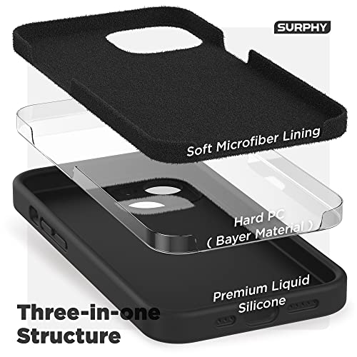 SURPHY Compatible with iPhone 14 Case with Screen Protector (Camera Protection + Soft Microfiber Lining) Liquid Silicone Phone Case 6.1 inch 2022 (Olive)