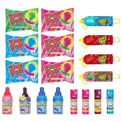 Candy Variety Pack - 18 Count Assorted Lollipops - Ring Pop, Push Pop, Baby Bottle Pop & Juicy Drop - Ideal for Birthdays, Party Favors, Celebrations & Candy Gifts by Bazooka Candy Brands