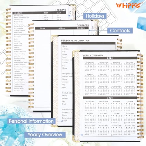 2024-2025 Academic Planner - July 2024 - June 2025, 6.3" x 8.5", School Planner 2024-2025 Weekly Monthly Planner with Tabs, Hardcover, Thick Paper, A5 Agenda Calendar Organizer, Black