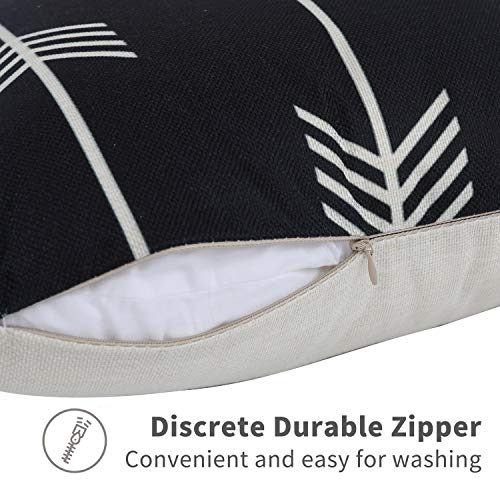Tosewever Set of 4 Decorative Geometric 16 x 16 Inches Throw Pillow Covers - Modern Pattern Linen Square Pillow Cushion Case for Sofa Couch Bed Home Outdoor Car (16" x 16", Black)