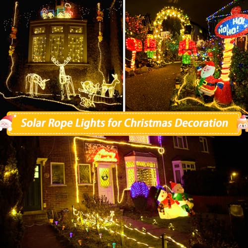 JMEXSUSS Green Halloween Solar Lights, 66 ft 200 LED Rope Lights Outdoor Waterproof, PVC Tube Green Christmas String Lights for Halloween Party Tree Fence Christmas