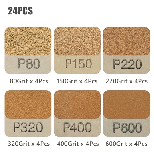 LYFJXX 24PCS Sand Paper Variety Pack, 9 x 11 Inch 80,150,220, 320, 400, 600 Grit Sandpaper Assortment, Sandpaper for Metal, Wet Dry Sandpaper