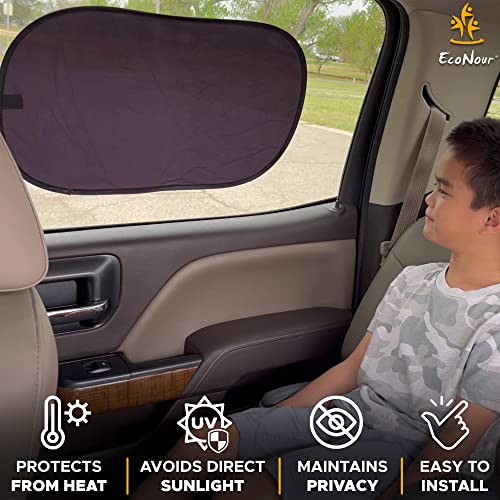 EcoNour Car Side Window Shades for Baby | Medium - 2 Pack Car Side Window Sunshade for Kids | Automotive Sun Protection Baby from UV and Sun Glare | Car Baby Accessories (20"x12")