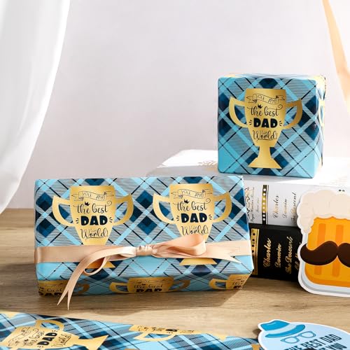 WRAPAHOLIC Father's Day Wrapping Paper - Mini Roll - 17 Inch X 33 Feet - You Are the Best Dad in the World Design for Party, Holiday