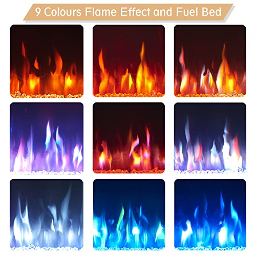 Efiretric® Arthur 36" W 3 in 1 Electric Fireplace (EF456), Freestanding, Wall Mounted, Recessed, 9 Colors Flame Effect, TV Media Wall, Heater 750W/1500W, Remote Control