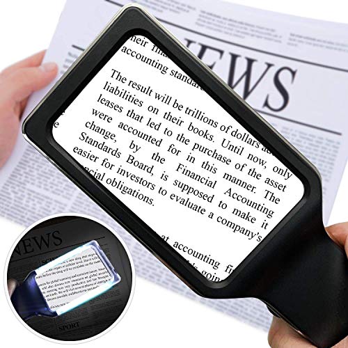 MagniPros 6X Rechargeable Magnifying Glass with 3 Color Light Modes & Anti-Glare Lens - Relieve Eye Strain | Perfect for Low Vision Seniors, Macular Degeneration & Fine Print