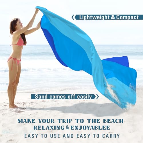 Famstar Beach Blanket Sandproof Waterproof 78''×81''1-5 Adults Oversized,Compact Lightweight Durable Beach Mat for Travel Camping Hiking Picnic Blanket