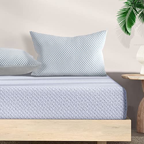 Ramesses Pillowcase Queen Size, with 3D Air Fabric Cooling Bubbles Face Offer Super Silky Soft, Set of 2 Pillow Cases (Queen, Blue)