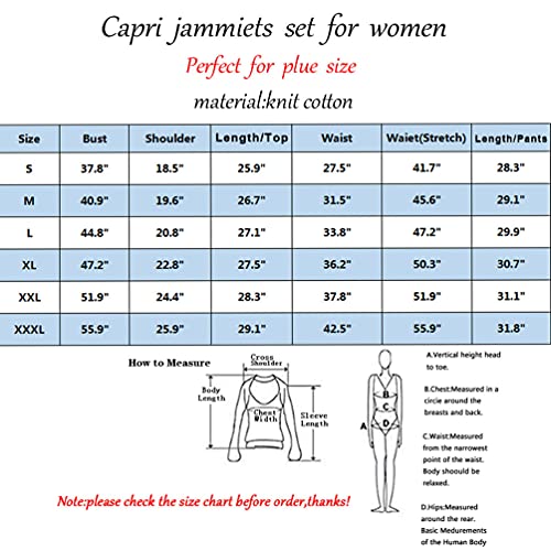 ENJOYNIGHT Womens Pajama Sets Cotton Pj Set Short Sleeve Top With Capri Pants Sleepwear 2 Piece Lounge Set (Medium,Wine Red)