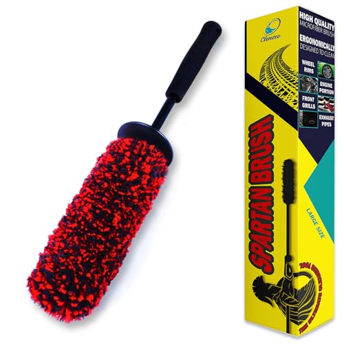 Clenzee Large Microfiber Wheel Brush for SUVs, RVs & Trucks | Soft Non-Metallic Rim Cleaner Brush with Premium Microfiber Wool | Non-Metallic Wheel Cleaner Brush for Large Size Rim