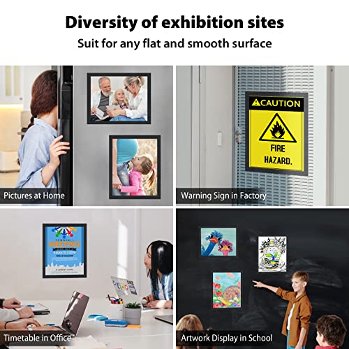 VAIIGO 8.5" x 11" Magnetic Self-Adhesive Display Frame, Double Sided Window Magnetic Sign Holder with Clear PVC and Strong Magnetic for Office/Home/Store/Door/Glass/Wall Display Frame (Black, 2Pack)