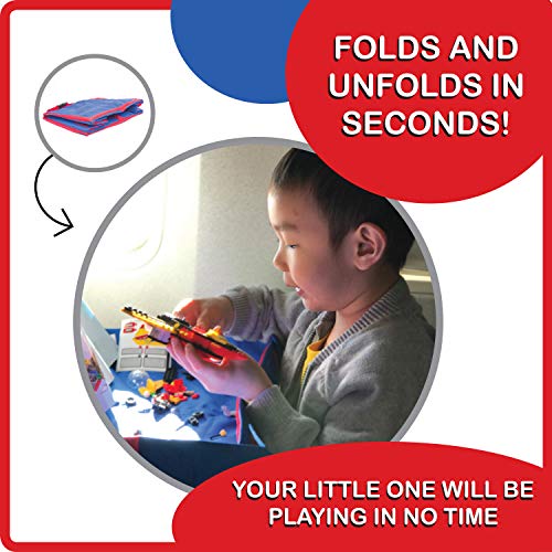 Fun N Fly Foldable Travel Tray - Blue Red Portable Durable Kids, Toddler, Baby Play Space and Snack Desk for Airplane Travel by FunnFly