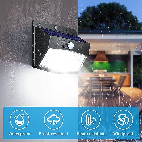 Peasur 2 Packs Solar Outdoor Lights Motion Sensor Solar Security Lights Waterproof with 3 Lighting Modes Solar Powered Wall Lights Outside for Garden Fence Yard Deck, Brown