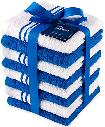 ORMYSA 8 Pack Kitchen Dish Cloths for Washing Dishes - Blue White, 12 x12 Inches Dishcloths for Kitchen Fast Absorbing Quick Dry Super Soft Dish Rags