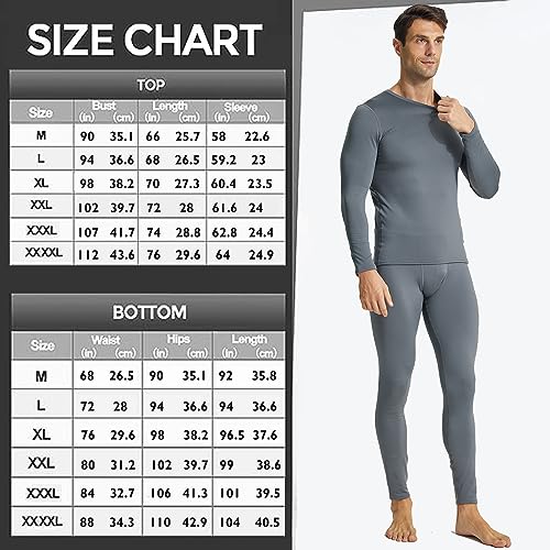 LANBAOSI Mens Thermal Underwear Set Long Johns Set with Fleece Lined Warm Base Layer Top Bottom Compression Suits Cold Gear Black