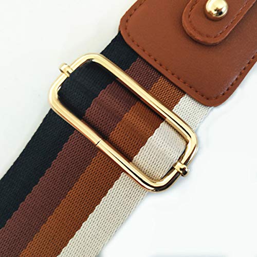 Beacone Wide Purse Strap Replacement Adjustable Crossbody Handbag Strap Belt (Stripe Pink Gold Brown)