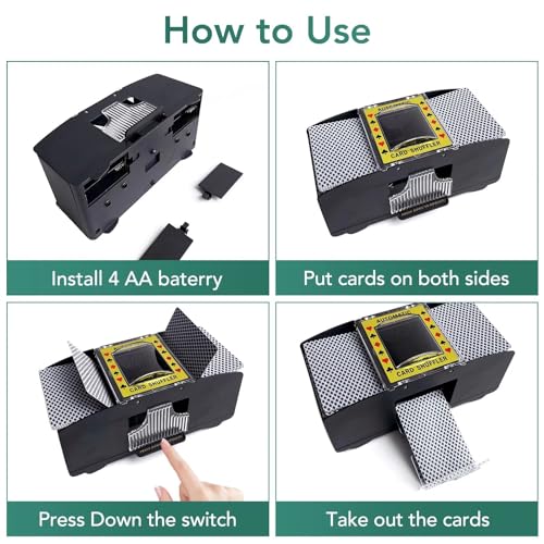 Rareidel Automatic Card Shuffler 2 Deck, Battery Operated Card Dealer Machine, Electric Casino Card Shuffler for UNO, Blackjack, Texas Hold'em, Home Card Games