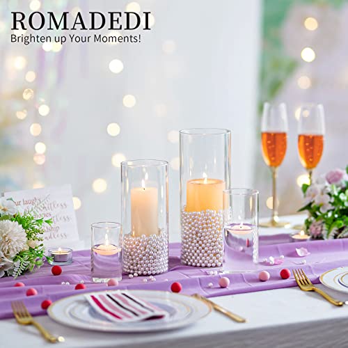 Romadedi Hurricane Glass Candle Holders - Set of 6 Clear Cylinder Vases for Centerpieces Flowers Pillar Candles Floating Votive Wedding Table 6''/7.8''/10'' High