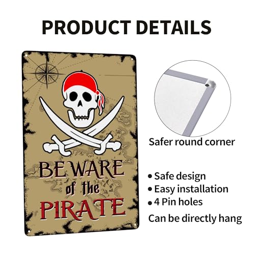 Pirate Theme Signs Decor Metal Sign Pirates Only All Others Will Walk The Plank Signs 12x8 Inches (Pirate01)