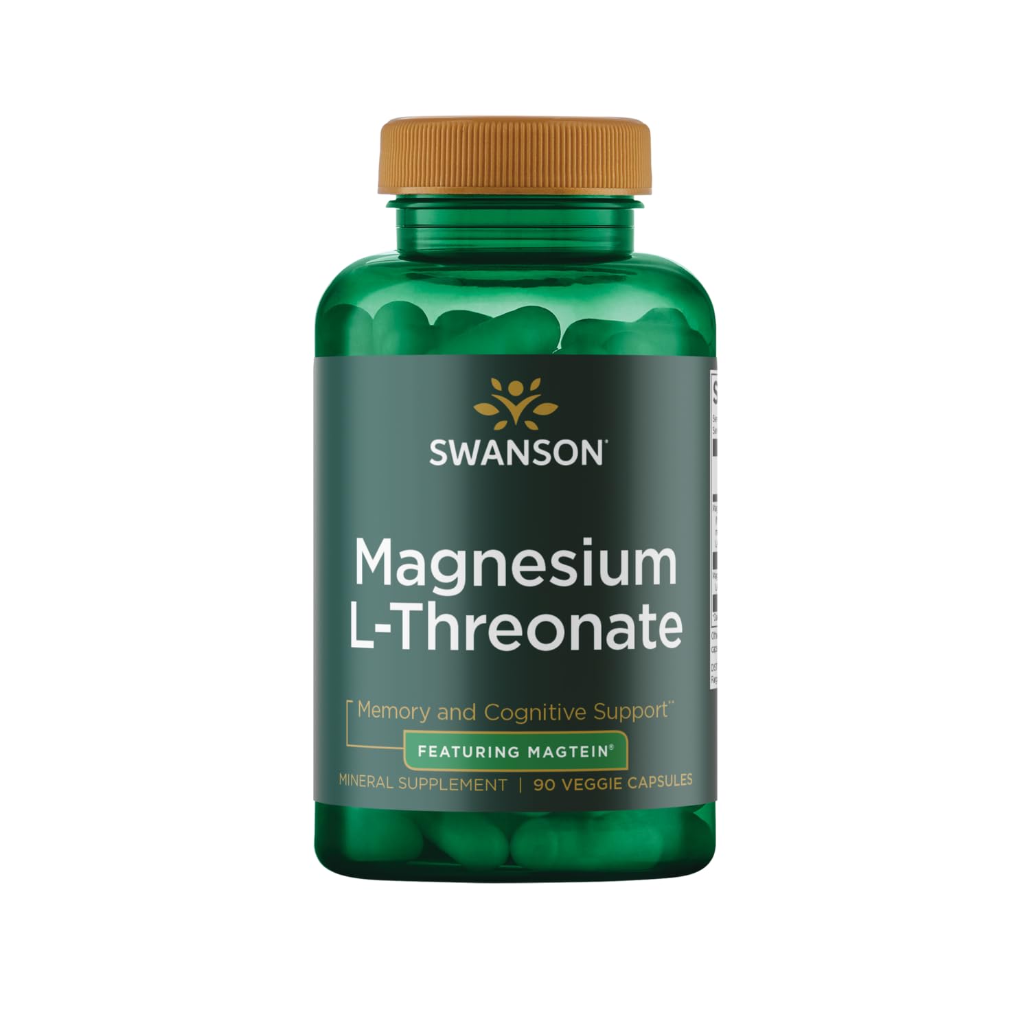 Swanson Magnesium L-Threonate - Mineral Supplement Promoting Nervous System Health - May Support Cognitive Health, Learning & Memory - (90 Veggie Capsules)