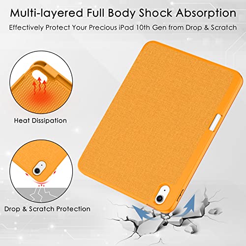 Soke for iPad 10th Generation Case 2022 with Pencil Holder (10.9-inch)- Premium Shockproof Case [Auto Sleep/Wake] with Soft TPU Back Cover & Slim Trifold Stand for iPad 10.9 Inch, Citrus