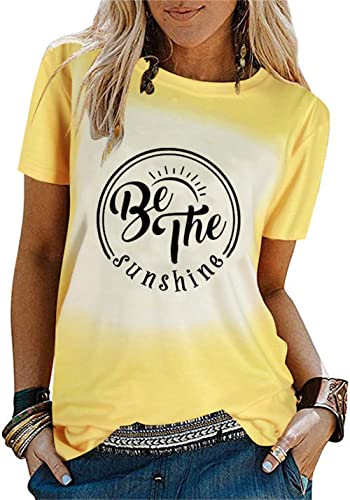 Sunshine Shirts for Women Be The Sunshine Shirt Cute Sunshine Graphic Tee Funny Letter Print Tee T Shirt