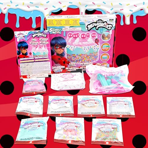 Miraculous Ladybug - Sprinkles n' Slimy Birthday Cake Creations - Slime Kit for Girls and Boys, Role Play Toys for Kids with Cake Stand, Light Clay, Toppings, Decorations and Cooking Tools (Wyncor)